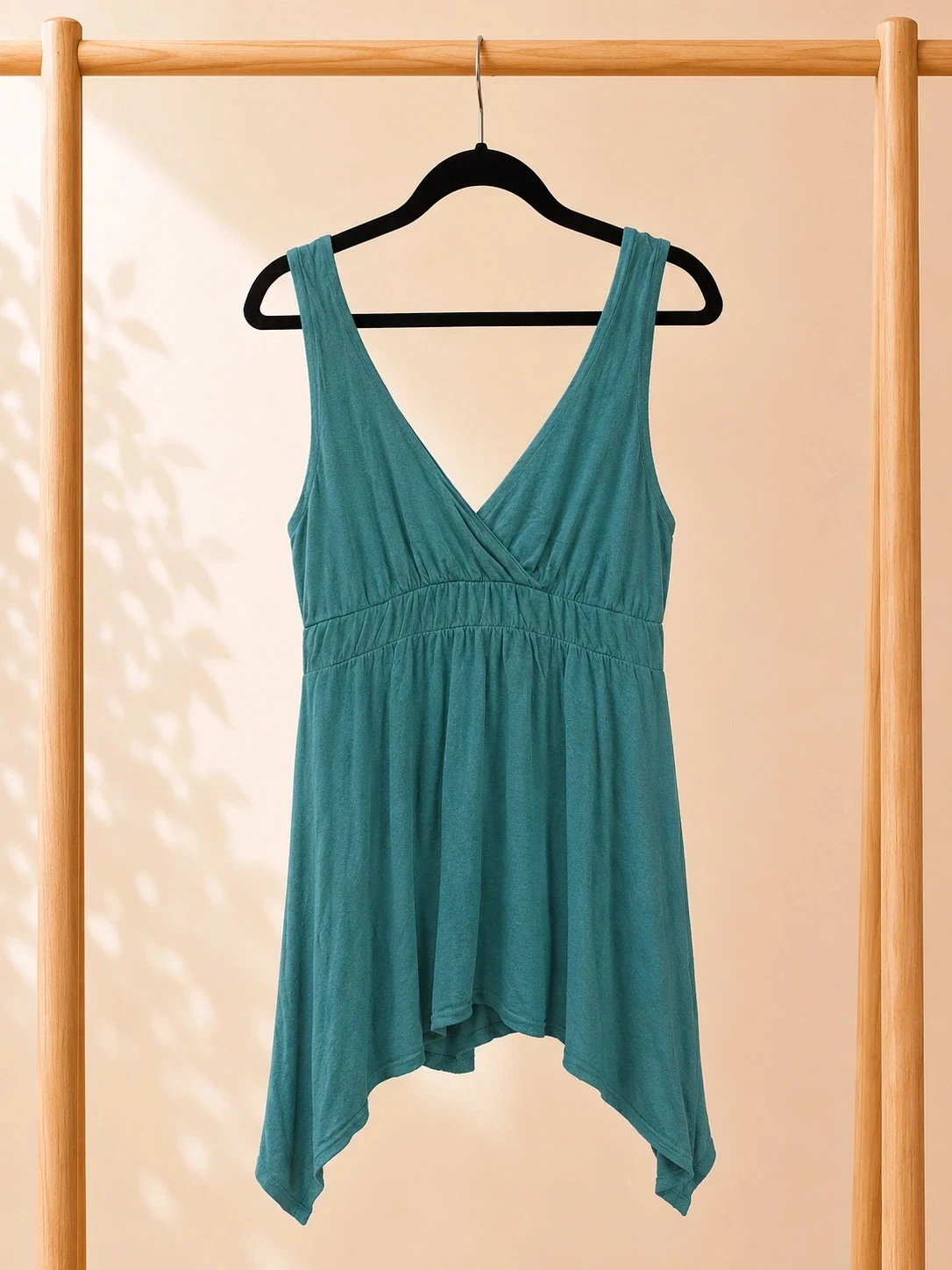 Asymmetric turquoise H&M tunic top size S with scoop neckline – photo 2